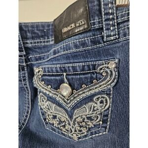 Vintage Grace in‎ LA Jeans Women's 29 Bootcut Embellished Rhinestone Y2K Bling